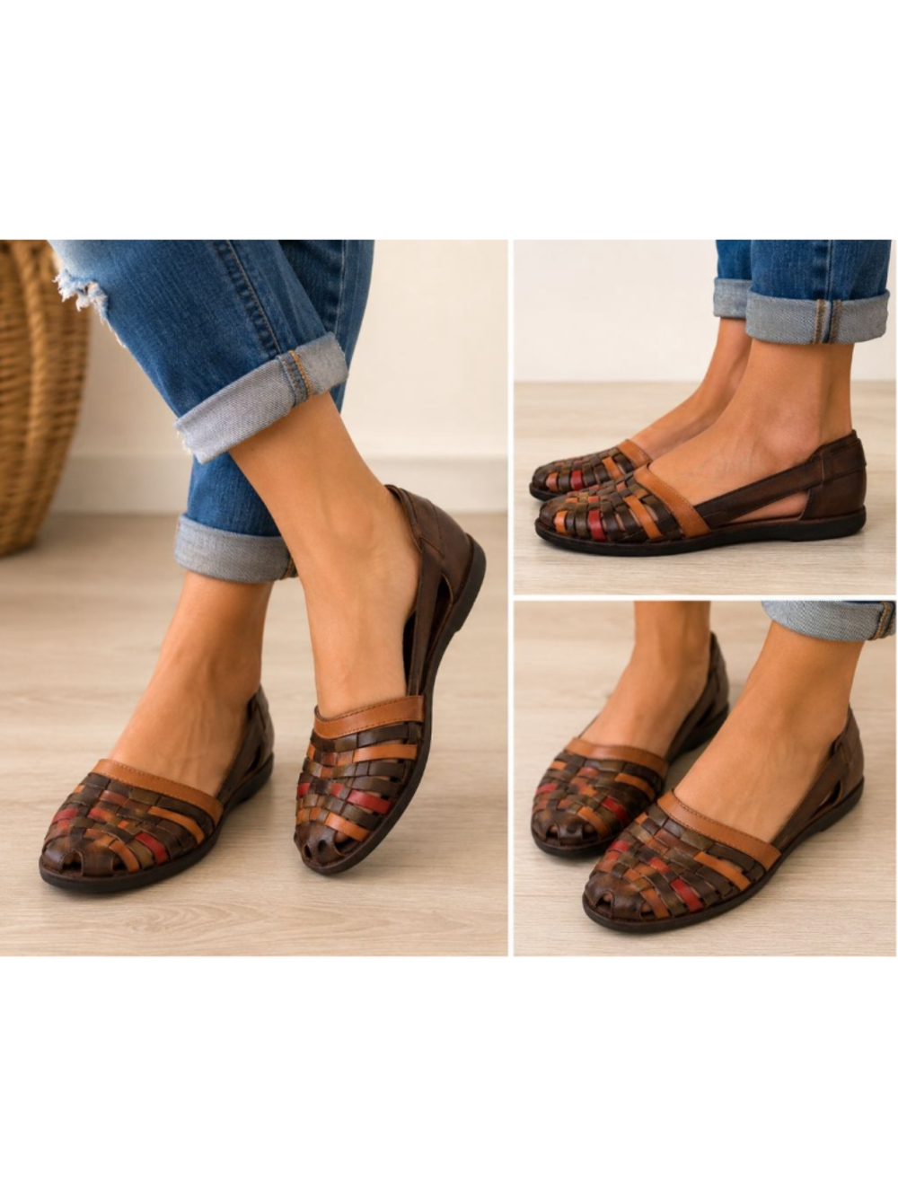 Earth Spirit Rio Huarache Sandals Women's Size 6.5 Brown Multi Leather Comfort